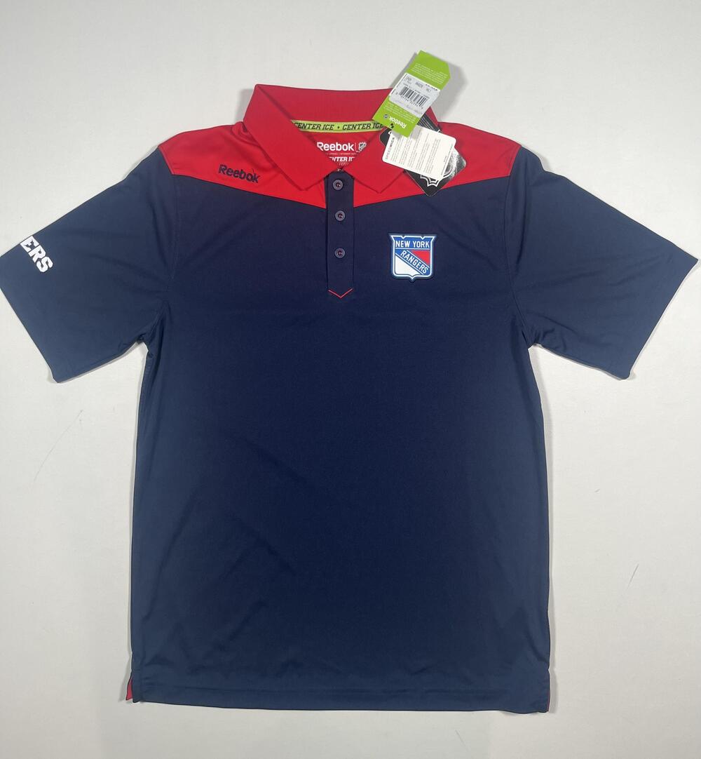 New New York Rangers Shirt Mens Small Blue NHL Hockey Reebok Polo Center Ice